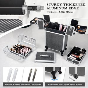 Valigia Professionale per Trucco con Ruote, Personalizzabile OEM/ODM, Resistente alla Polvere, Capacità 15L, Organizer da Viaggio per Unghie - Product Image 4