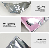 Sac à fermeture éclair en papier d'aluminium de conception personnalisée de luxe à encoche déchirable serviettes imperméables sweatshirts emballage de vêtement sac en plastique