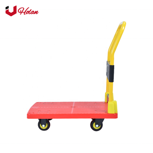 Uholan EX-250 Warehouse Business Cart <strong>Trolley</strong> Foldable Thickening platform <strong>trolley</strong> with 4 4'' elastic rubber wheels - Product Image 2