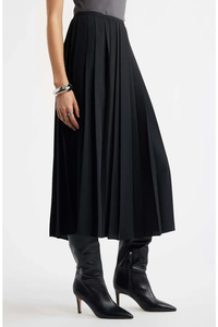 <b>Women's</b> <b>Black</b> <b>Pleated</b> A-Line <b>Skirt</b> Natural Waist Chiffon Minimalist Style Ankle-Length All Seasons Woven Polyester Soft Design - Product Image 3