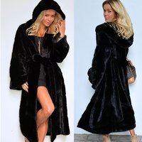 Vêtements d'hiver et d'automne de style européen personnalisés, manteau en fausse fourrure mi-long à capuche avec ceinture pour femmes