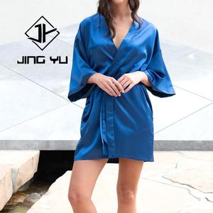 Camisón de Mujer Personalizado de Manga Media, Camisón Corto de Verano, Bata con Lazada, Camisón Sexy de Seda Fina - Product Image 2