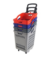 Panier de supermarché en plastique Durable et écologique de 60l avec roues