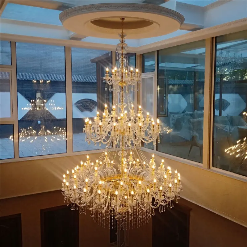 Moderne Luxe Kroonluchter Voor Hotellobby Grote Gouden K9 Kristallen Hanglamp