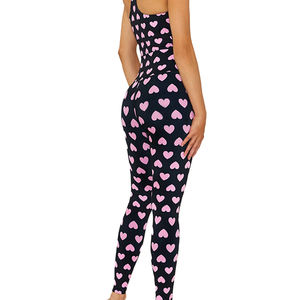 Conjunto Deportivo Sin Costuras para Mujer, <span class=keywords><strong>Body</strong></span> sin Mangas con <span class=keywords><strong>Escote</strong></span> en U, Traje de Yoga con Estampado de Corazón Personalizado para Gimnasio y Fitness - Product Image 2