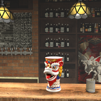 Mug Tiki en Céramique en Forme de Danse du Lion, Article de Bar de Haute Qualité pour les Connoisseurs de Cocktails et les Chercheurs de Cadeaux, Personnalisable