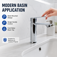 Robinet de lavabo en alliage de zinc, monocommande, chromé, eau froide, pour salle de bain, à poser sur le comptoir, cartouche céramique, OEM ODM