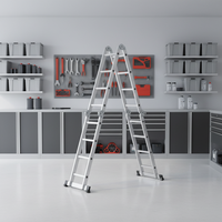 Échelle en aluminium moderne multifonctionnelle à haute résistance, 4 sections, 2 plis, pour usage extérieur, entrepôt et garage domestique