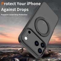 Nouvelle conception d'étui de téléphone magnétique avec sensation de peau naturelle pour 17 Pro avec support rotatif à 360 degrés, charge sans fil, protection antichoc