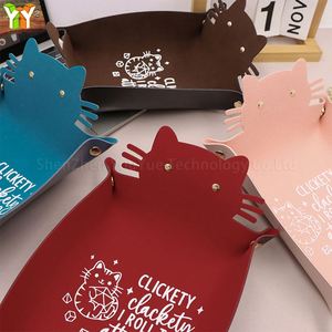 Linda Bandeja Organizadora de Cuero Sintético con Diseño de Gato para Oficina, Escritorio, Caja de Almacenamiento de Artículos Diversos con Diseño de Gatito, para Regalos Empresariales - Product Image 4