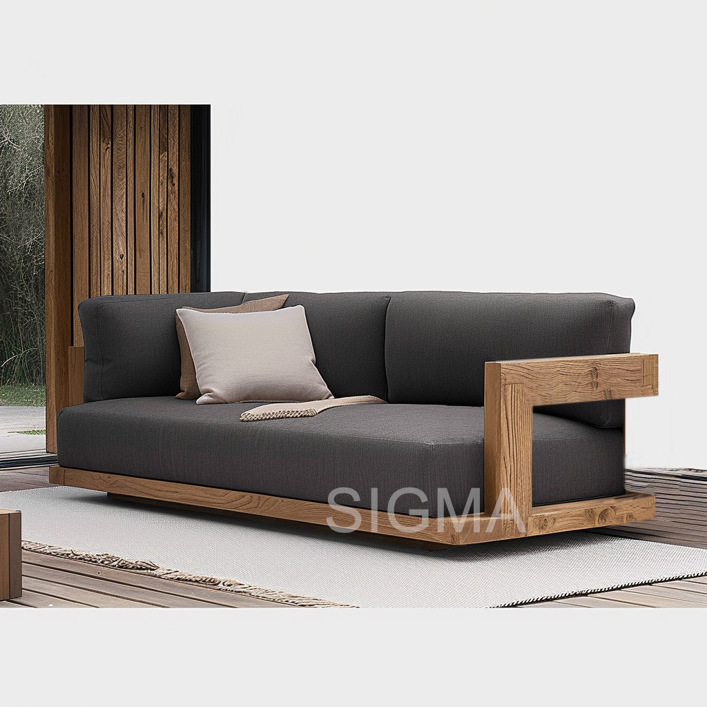 High end Modern Wooden Sofa Patio teak Furniture Luxury outdoor Sofas set teak garden ottoman