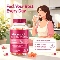 Gummies multivitaminées à la pectine pour femmes Metrand, vitamines A, C, D, E, complexe B et zinc, soutien immunitaire, 60 unités, complément alimentaire
