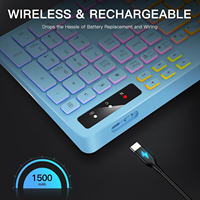 Teclado Inalámbrico OEM Silencioso de 114 Teclas con Retroiluminación RGB de 2.4G, Soporte para Teléfono, Batería Recargable, Teclas Multimedia para IOS, Windows, PC, Azul