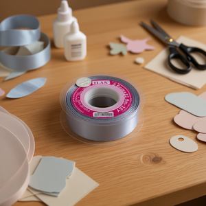 Nastro in raso ILAN 2,5 cm x 25Y grigio denim per artigianato - Product Image 2