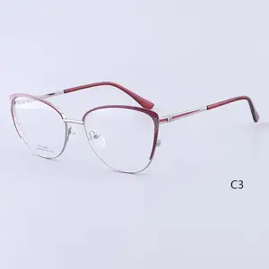 Al por mayor venta al por mayor nuevo ashion gafas de ojo de gato mujer, gafas marcos ópticos receta Metal gafas