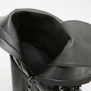 Bottes courtes XSD pour femme en cuir verni noir, nouveau style, bout carré, talons hauts brillants, fermeture éclair, tendance automne - Product Image 5