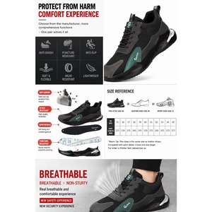 Chaussures de protection du travail pour hommes, anti-choc, anti-perforation, avec embout en acier, pour chantier, en velours et maille, d'été, en daim - Product Image 6