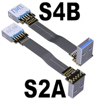 Kabel Ekstensi USB 3.0 Tipe-A FFC FPC Male Female, Lipat 90 Derajat, Fleksibel, Datar, untuk Pengisian Daya, FPV, Gimbal Genggam Brushless, Monitor