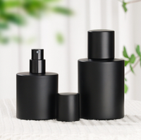 Flacon de parfum en verre noir mat de haute qualité d'usine, 30 à 50 ml, cylindre, pompe pulvérisateur, brume fine, fond épais, pour cosmétiques