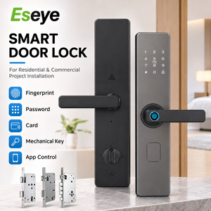 Serrure <span class=keywords><strong>de</strong></span> porte intelligente en bois pour chambre à coucher, avec poignée, empreinte digitale biométrique, <span class=keywords><strong>Wifi</strong></span>, Tuya, TTLock, pour intérieur - Product Image 1