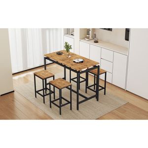 ชุดโต๊ะบาร์ขนาดกะทัดรัด5ชิ้น, ชุดโต๊ะบาร์ขนาดกะทัดรัดเฟอร์นิเจอร์ห้องรับประทานอาหารประหยัดพื้นที่พร้อมเก้าอี้โต๊ะ - Product Image 3