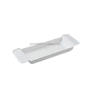 Étagère de baignoire réglable étagère de cuisine avec poignée extensible antidérapante plateau d'organisation en plastique pour salle de bains