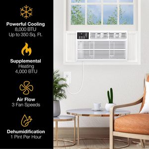 Aire Acondicionado de Ventana Whirlpool de 8000 BTU con Calefactor para Apartamento, Sala de Estar, Blanco, 115 Voltios - Product Image 5
