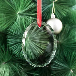 Dropshipping Hot Selling Oval Blank K9 Sublimatie Kerstboom Ornamenten Custom 3d Logo Kristal Ornament Voor Kerst Dag