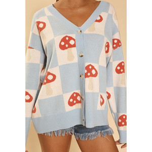 Cardigan a scacchi in maglia di funghi - Product Image 4