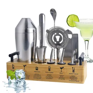 Creation Factory nuovo Set di prodotti con supporto in legno Bartend Kit strumento da Bar personalizzato Set di Shaker per Cocktail unico