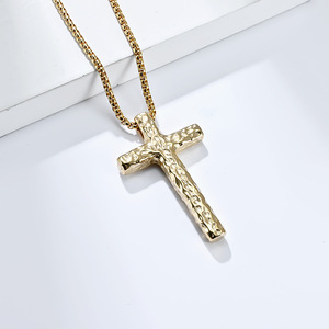 Hammered <b>Cross</b> Necklace Stainless Steel Silver Black | Religious <b>Cross</b> Pendant <b>Chain</b> Jewelry - Product Image 5