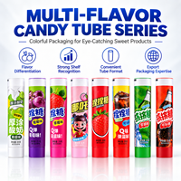 Tubes d'emballage pour bonbons en aluminium et plastique de qualité alimentaire imprimés sur mesure, sans BPA, avec bouchon à vis, assortiment coloré