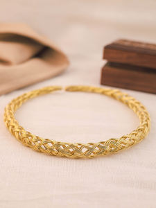 Collar Hasli Redondo Cruzado Chapado en Oro Hecho a Mano para Mujer, Joyería Étnica Tradicional, Gargantilla, Accesorios para Fiesta - Product Image 5