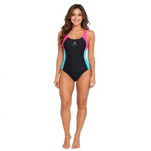 Professional Women One Piece Swimming Suit Racerback Support Contrast Panels Quick Dry Fabric For Clubs Training And Team Use - Product Image 3