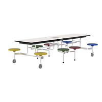 Table de cantine scolaire 8 places avec chaises pliantes mobiles pour appartement, atelier, hôtel, usage universitaire, table en bois pour étudiants
