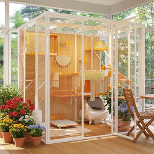 Vente en gros usine : Villa pour <span class=keywords><strong>chat</strong></span> de luxe personnalisée, design, avec structure en acier au carbone, grand espace, mur d'escalade, mobilier d'intérieur pour plusieurs chats - Product Image 1