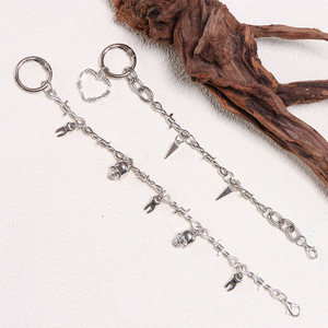 Cadena de metal con diseño de calavera y dientes para botas de combate, suela de goma con punta redonda, estilo hip hop, tendencia de moda. - Product Image 3