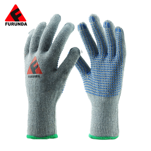 Guantes de Jardinería de Algodón Gris con Puntos de PVC Azules FURUNDA FRD0731 Sin Silicona Antideslizantes y Resistentes al Desgaste - Product Image 1