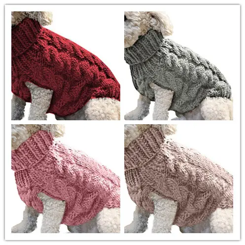 애완 동물 강아지 뜨개질 스웨터 강아지 고양이 의류 가을 겨울 의류 단색