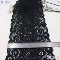 Tissu en dentelle extensible à motif floral noir, 20 cm, bordure en dentelle élastique blanche pour soutien-gorge, culotte, lingerie féminine, sous-vêtements, fournisseur pour fabricants