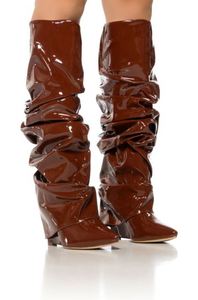 מגפי נשים ארוכים בסיטונאות, נעלי מעצבים אופנתיות לסתיו וחורף, נעלי נשים סקסיות עם שפיץ, מגפיים אלגנטיים עם עקבים גבוהים עד הברך - Product Image 3