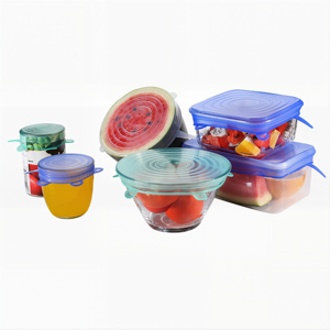 Ensemble de 6 couvercles de conservation alimentaire en silicone, couvercles réutilisables pour bols et assiettes pour réfrigérateur et préparation des repas - Product Image 1