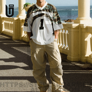 OEM Tùy Chỉnh Người Đàn Ông Quần Áo <span class=keywords><strong>Polyester</strong></span> Và Bông Crop Top Nhanh Chóng Khô Phòng Tập Thể Dục Quá Khổ T Áo Sơ Mi Lưới Thăng Hoa Fiji Bóng Bầu Dục Jersey Cho Nam Giới - Product Image 4