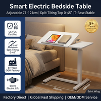 Table de Chevet Intelligente Personnalisée, Électrique, Réglable en Hauteur (71-121cm), Plateau Inclinable, Bureau Mobile pour Ordinateur Portable, Idéale pour Chambre et Maison de Retraite, OEM