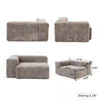 Ensemble de canapés modulaires nordiques en tissu en forme de L, mousse haute densité, respirant, confortable, durable, design moderne, meubles pour la maison