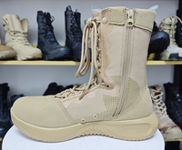 Bottes tactiques d'hiver légères en microfibre avec fermeture éclair latérale, semelle en PU, haute tige, imperméables, pour la sécurité et le travail