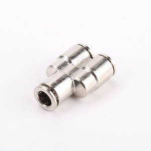 Conector Neumático de Manguera de Alta Presión y Alta Temperatura, Serie PY, Conexión Rápida en T, Niquelado y Recubierto de Cobre, Modelo PY8/6/10/12 - Product Image 4