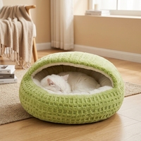 Lit chat gaufre semi ferme chaud nid animal antidrapant lavable machine respirant durable interieur chats automne hiver