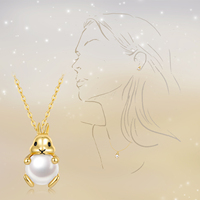 Collier pendentif en argent sterling 925 CDE YN1026, forme de lapin mignon pour enfants, perle Edison plaquée or 18 carats, qualité AAAAA