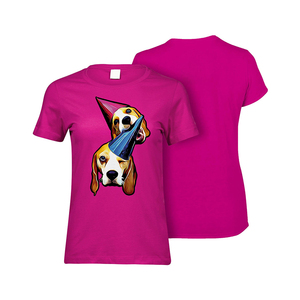 Confortable Femmes T-shirts en Couleur Bleue Avec Demi Manches Avec Personnalisé Imprimé Filles T-shirts - Product Image 4